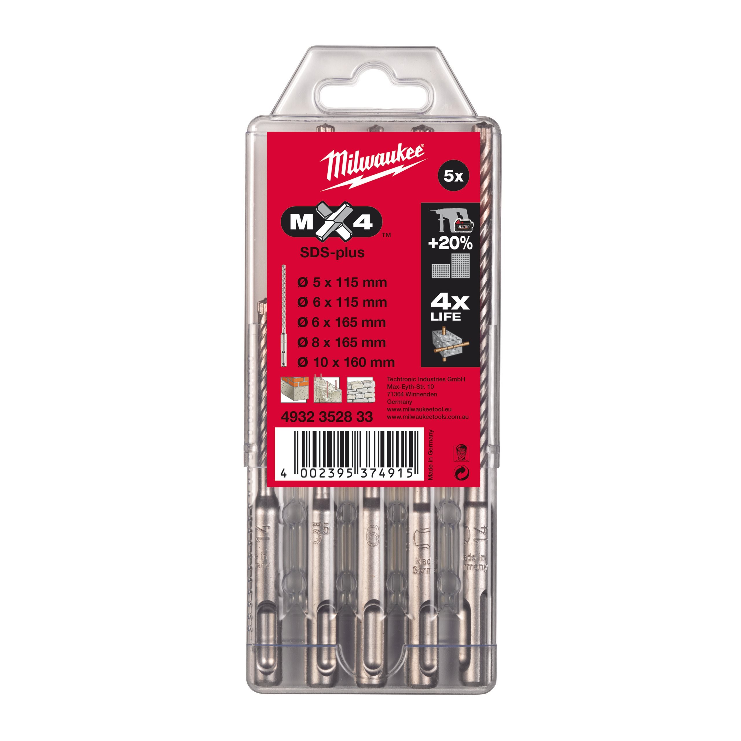 Milwaukee 48-20-7435 2-Cutter Hammer Drill Bit 1/4" X 14"L Sds Plus Z-53 